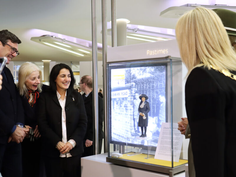 A crowd attends the unveiling of Robina Shah's statue at Manchester Library. Photo by Sammy Platt.